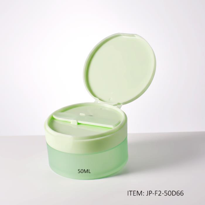 PP Flip Cosmetic Jars With Spatula 50ml 100ml
